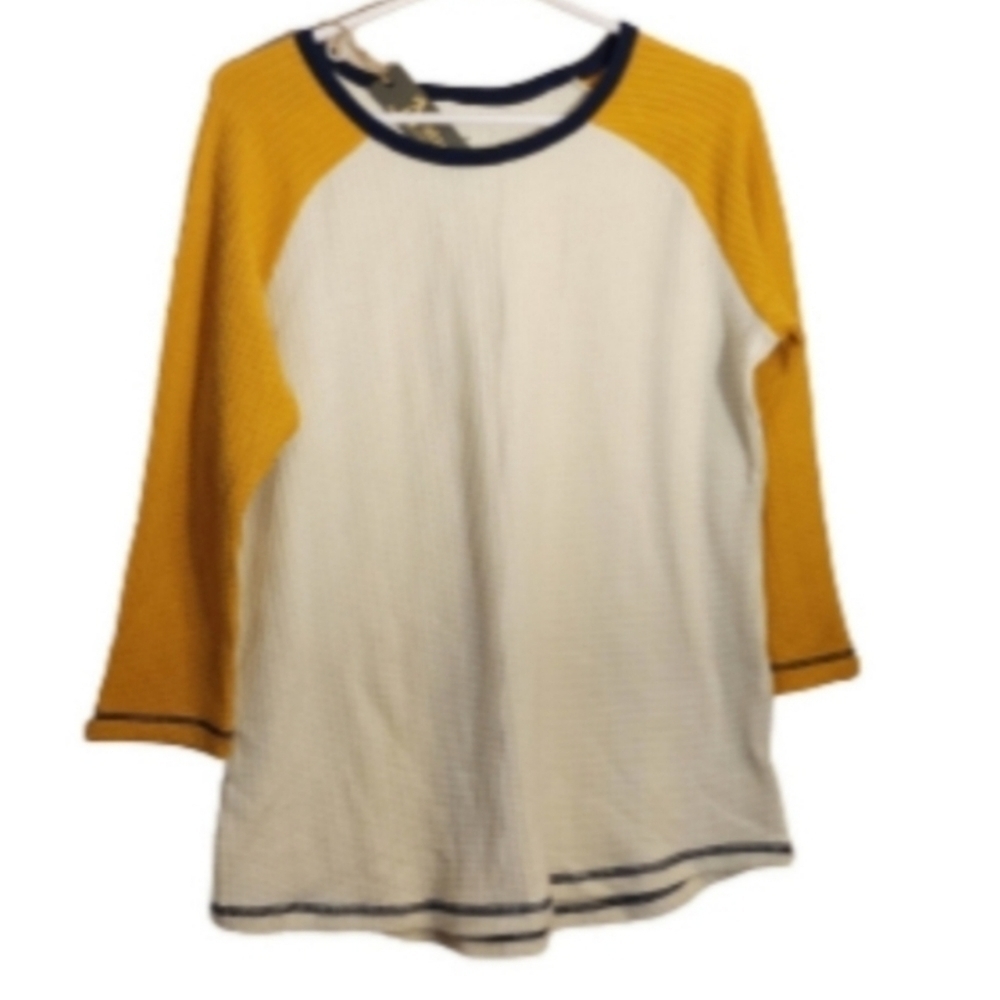 Natural reflections termal three quarter sleeve t-shirt white yellow size M